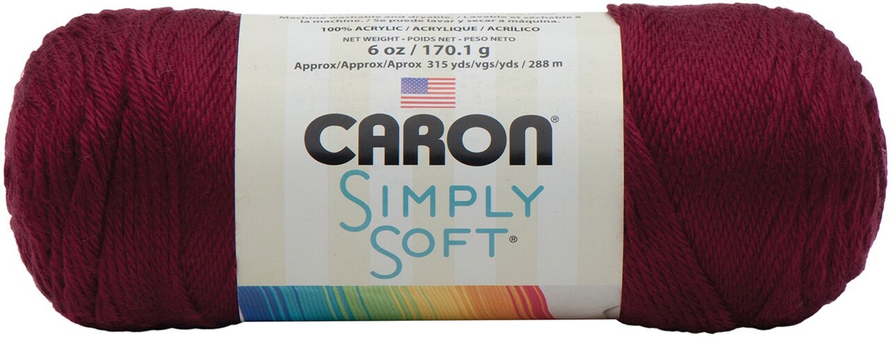 Multipack of 24 - Caron Simply Soft Solids Yarn-Burgundy
